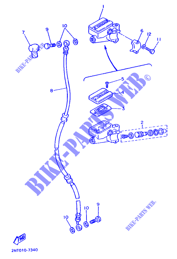 MAITRE CYLINDRE AVANT   GUIDON HAUT pour Yamaha XV535 (FLAT) de 1992