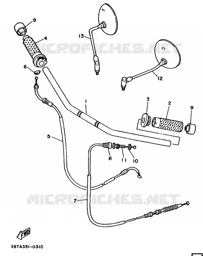 GUIDON ET CABLES - GUIDON PLAT Yamaha MOTO 535 1992 VIRAGO  XV535 (FLAT)