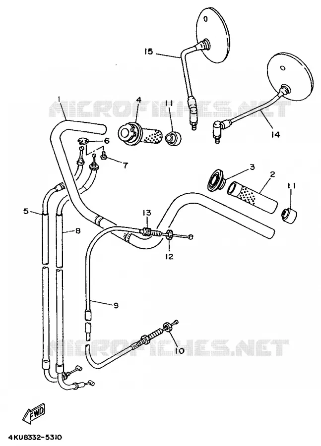 GUIDON ET CABLES Yamaha MOTO 535 1995 VIRAGO  XV535 (FLAT)