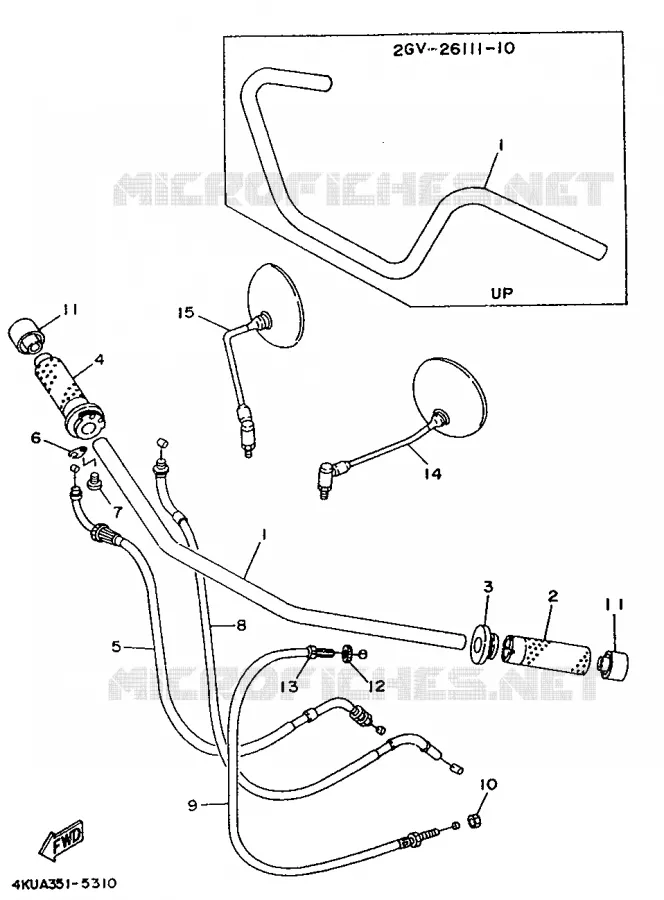 GUIDON ET CABLES Yamaha MOTO 535 1995 VIRAGO  XV535 (FLAT)