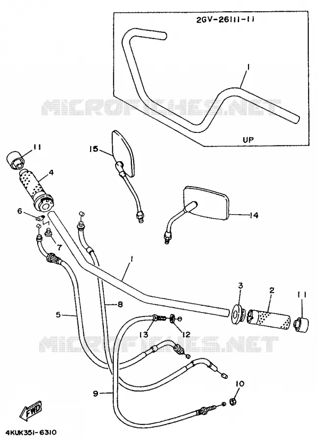 GUIDON ET CABLES Yamaha MOTO 535 1996 VIRAGO  XV535 (FLAT)