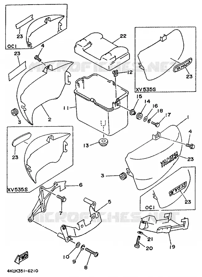 CACHE LATERAL - RESERVOIR D'HUILE Yamaha MOTO 535 1996 VIRAGO  XV535 (UP)