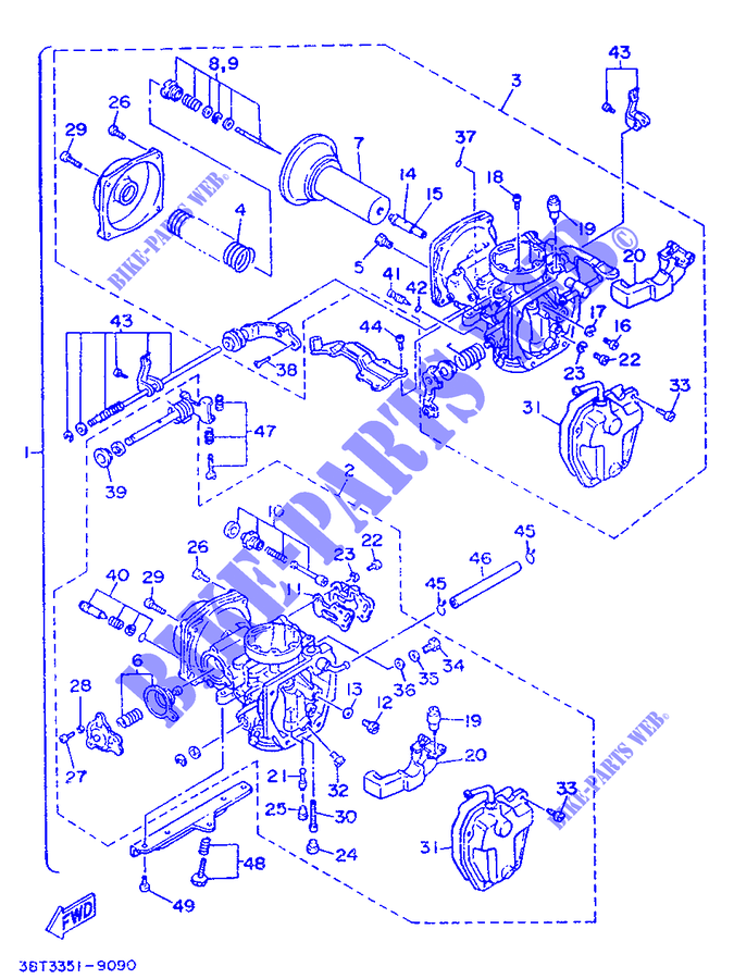 CARBURATEUR pour Yamaha XV535N de 1989
