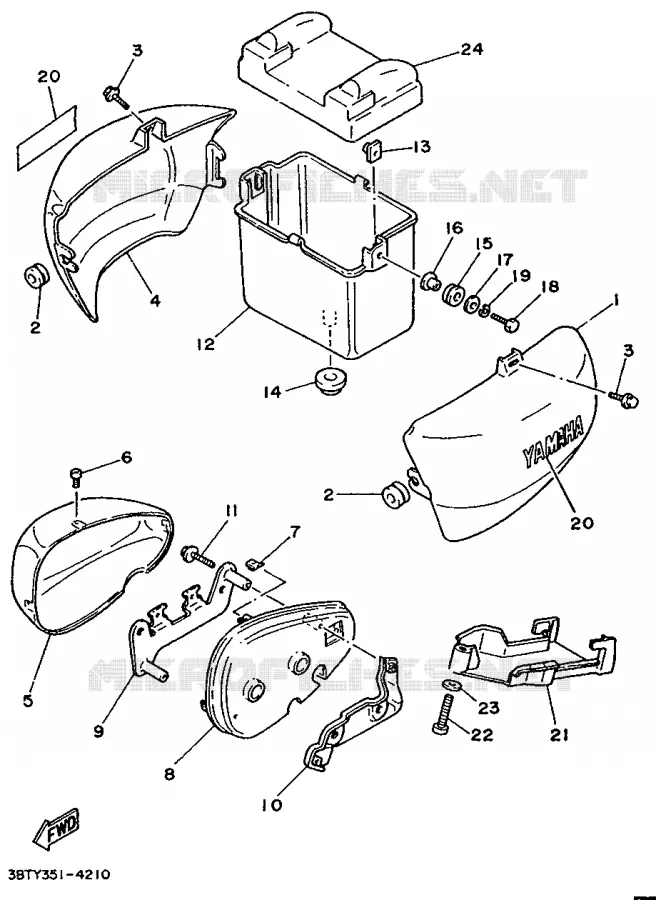 CACHE LATERAL - RESERVOIR D'HUILE Yamaha MOTO 535 1994 VIRAGO  XV535S
