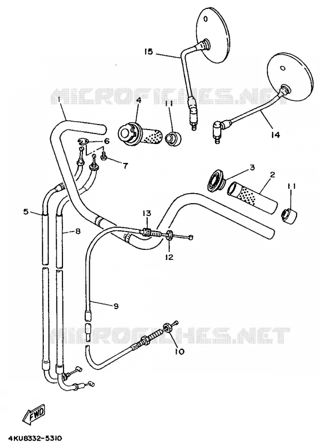 GUIDON ET CABLES Yamaha MOTO 535 1995 VIRAGO  XV535S