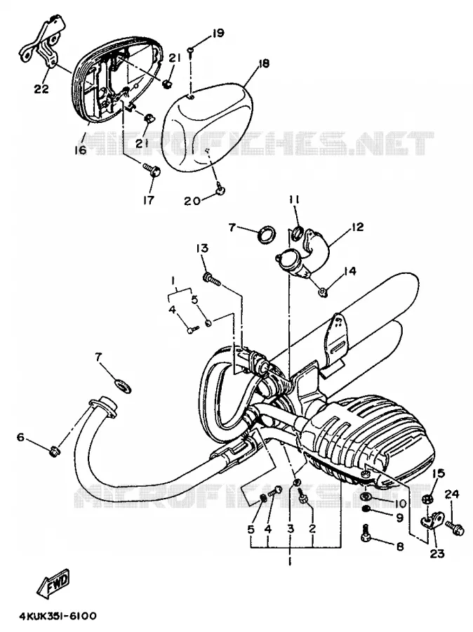 ECHAPPEMENT Yamaha MOTO 535 1996 VIRAGO  XV535S