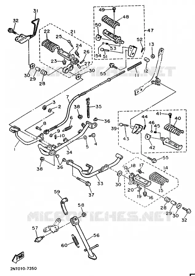 SUPPORT / REPOSE PIEDS Yamaha MOTO 535 1994 VIRAGO  XV535S (FLAT)