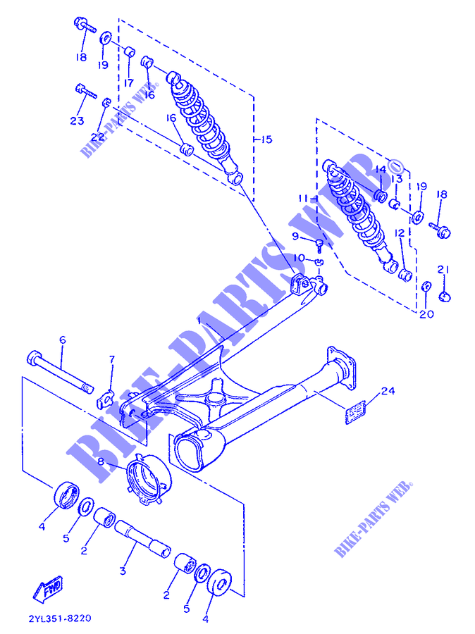 BRAS OSCILLANT / AMORTISSEUR pour Yamaha XV535SE de 1988