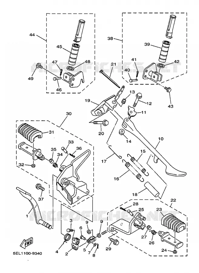 SUPPORT / REPOSE PIEDS Yamaha MOTO 1100 1999 DRAGSTAR  XVS1100