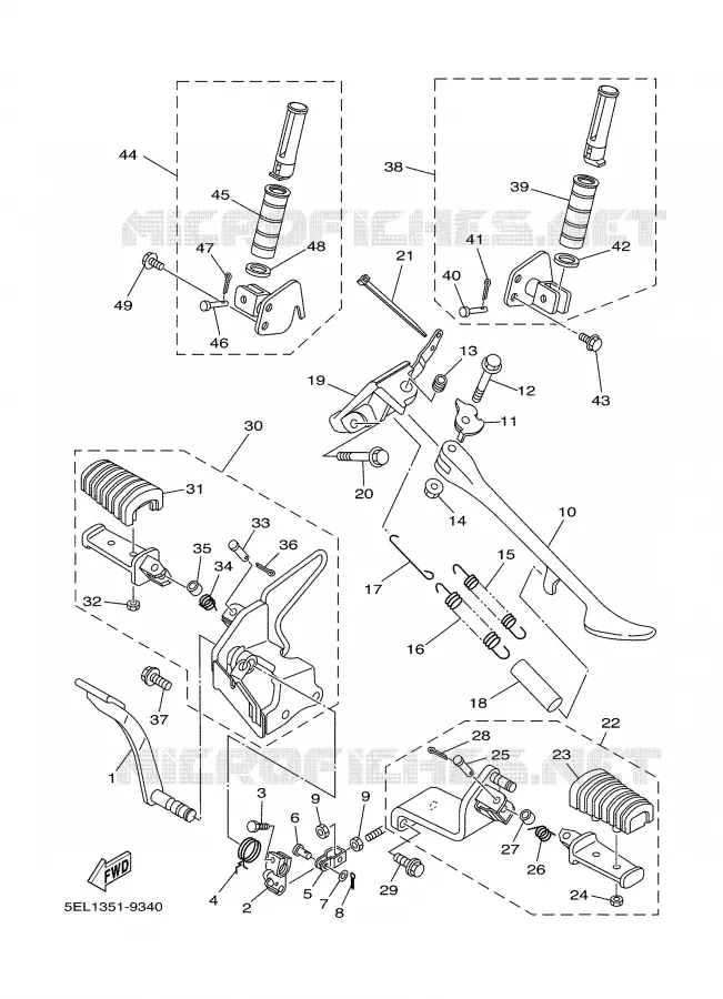 SUPPORT / REPOSE PIEDS Yamaha MOTO 1100 2001 DRAGSTAR  XVS1100