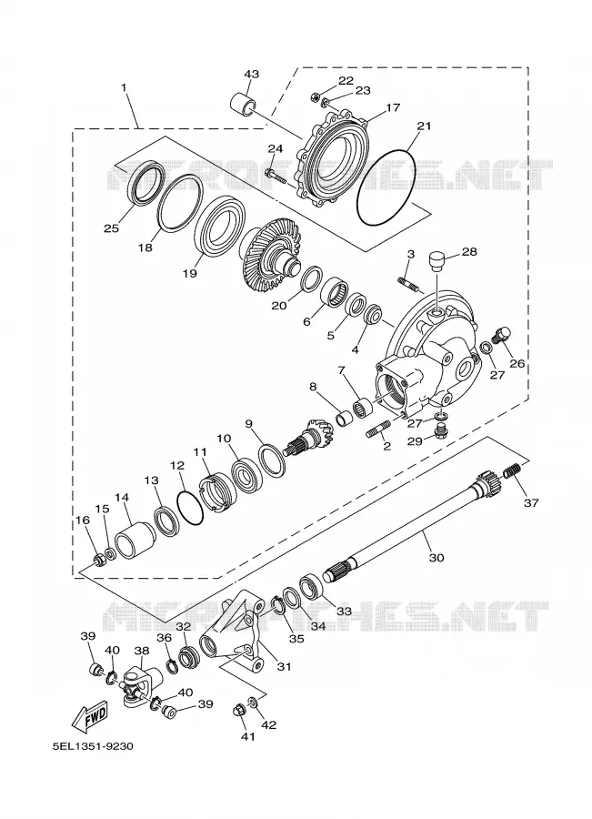 CARDAN / COUPLE CONIQUE Yamaha MOTO 1100 2002 DRAGSTAR  XVS1100