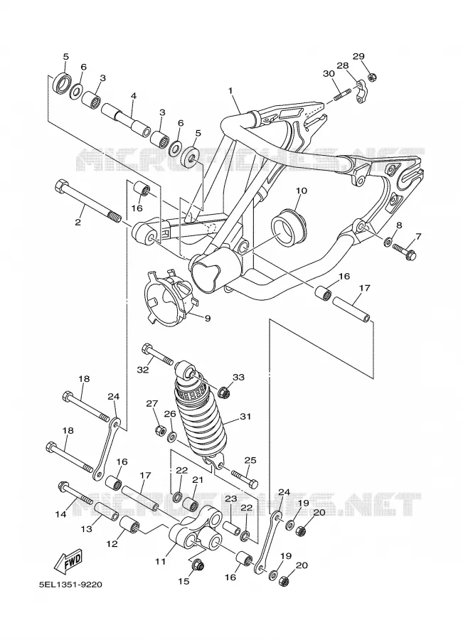BRAS OSCILLANT / AMORTISSEUR Yamaha MOTO 1100 2000 DRAGSTAR  XVS1100A