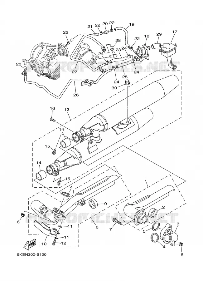 ECHAPPEMENT Yamaha MOTO 1100 2003 DRAGSTAR  XVS1100A