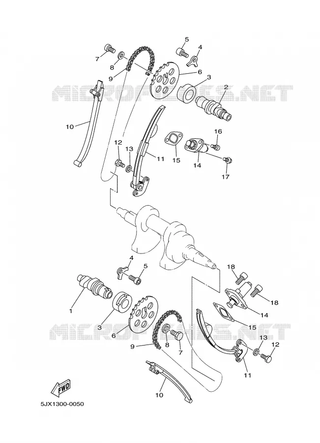 ARBRE A CAMES / CHAINE DE DISTRIBUTION Yamaha MOTO 125 2004 DRAGSTAR  XVS125