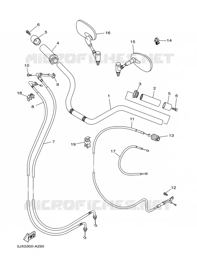 GUIDON ET CABLES Yamaha MOTO 250 2002 DRAGSTAR  XVS250