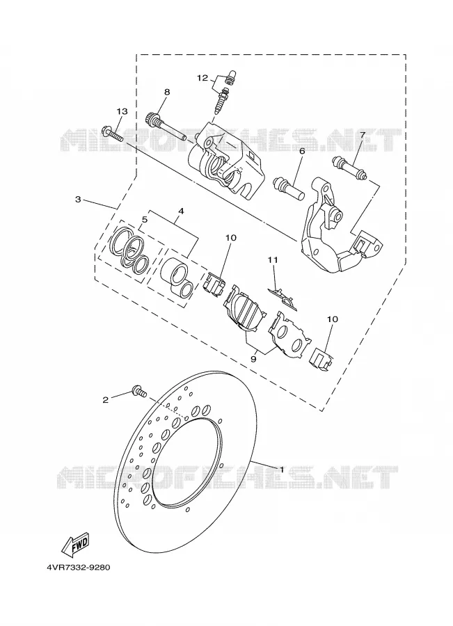 ETRIER DE FREIN AVANT Yamaha MOTO 650 2000 DRAGSTAR  XVS650