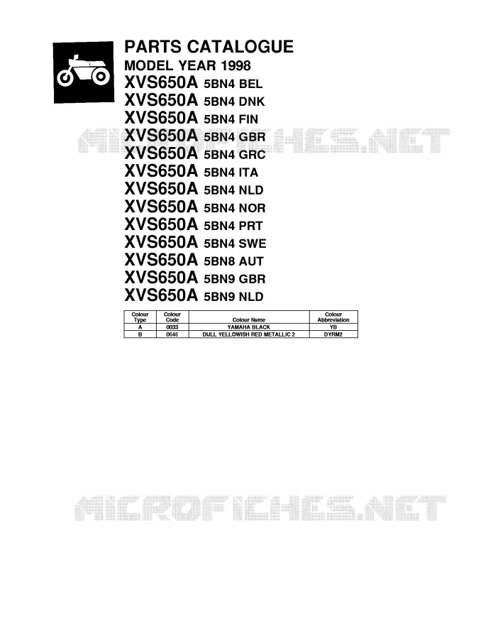 * CATALOG PREFACE * Yamaha MOTO 650 1998 DRAGSTAR  XVS650A