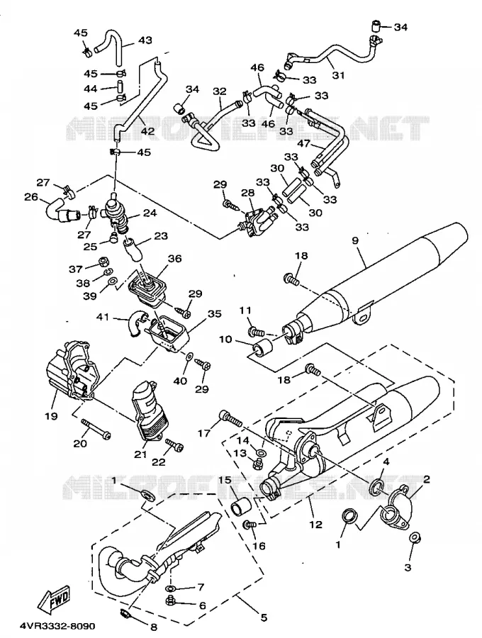 ECHAPPEMENT Yamaha MOTO 650 1998 DRAGSTAR  XVS650A