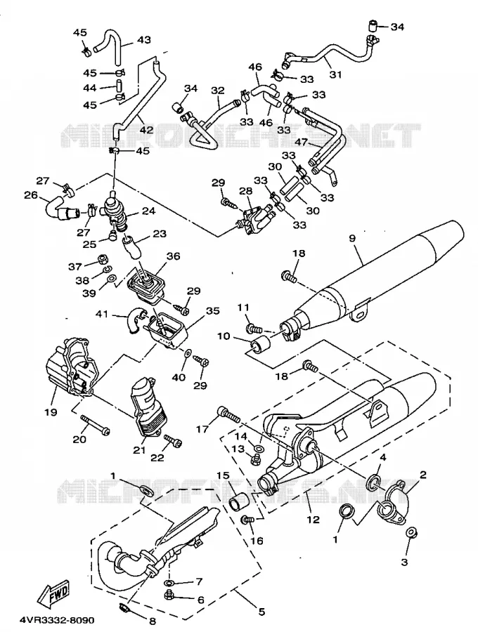 ECHAPPEMENT Yamaha MOTO 650 1998 DRAGSTAR  XVS650A