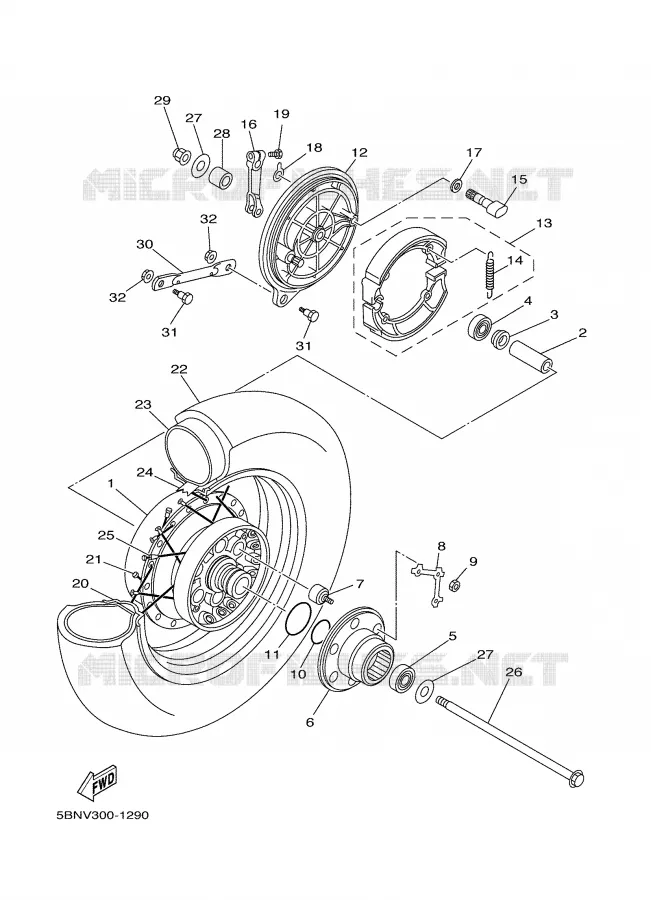ROUE ARRIERE Yamaha MOTO 650 2002 DRAGSTAR  XVS650A