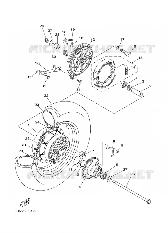 ROUE ARRIERE Yamaha MOTO 650 2002 DRAGSTAR  XVS650A