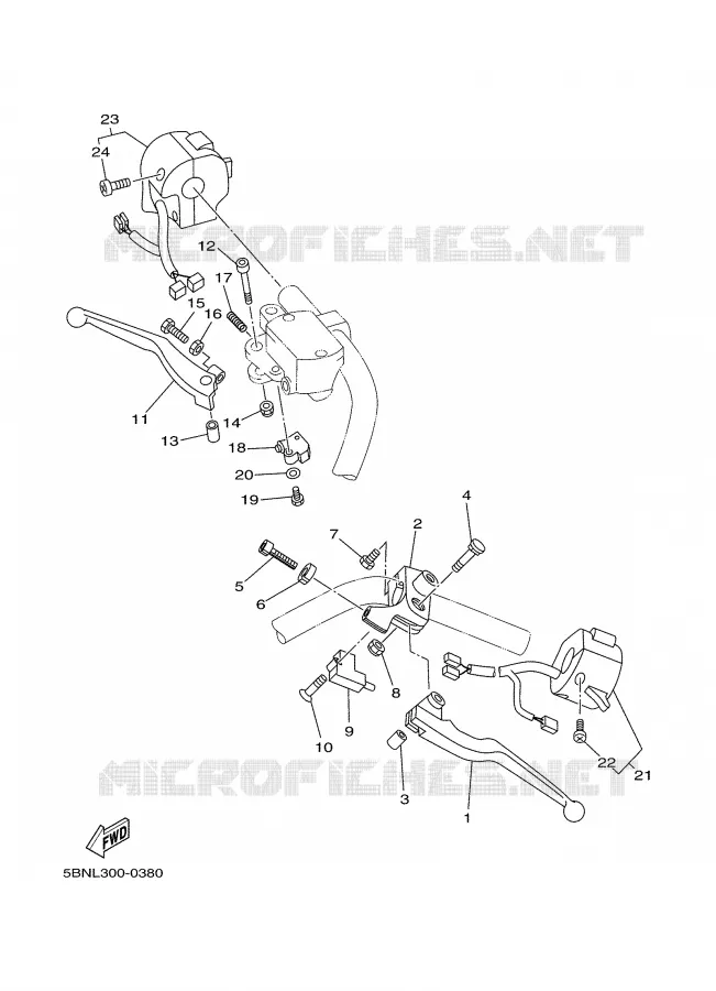COMMODO / LEVIER Yamaha MOTO 650 2002 DRAGSTAR  XVS650A