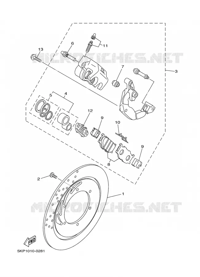 ETRIER DE FREIN AVANT Yamaha MOTO 650 2004 DRAGSTAR  XVS650A