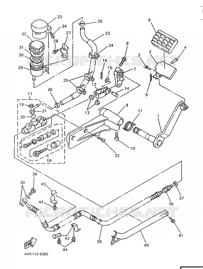 MAITRE CYLINDRE DE FREIN ARRIERE Yamaha MOTO 1300 1998 ROYALSTAR  XVZ1300A