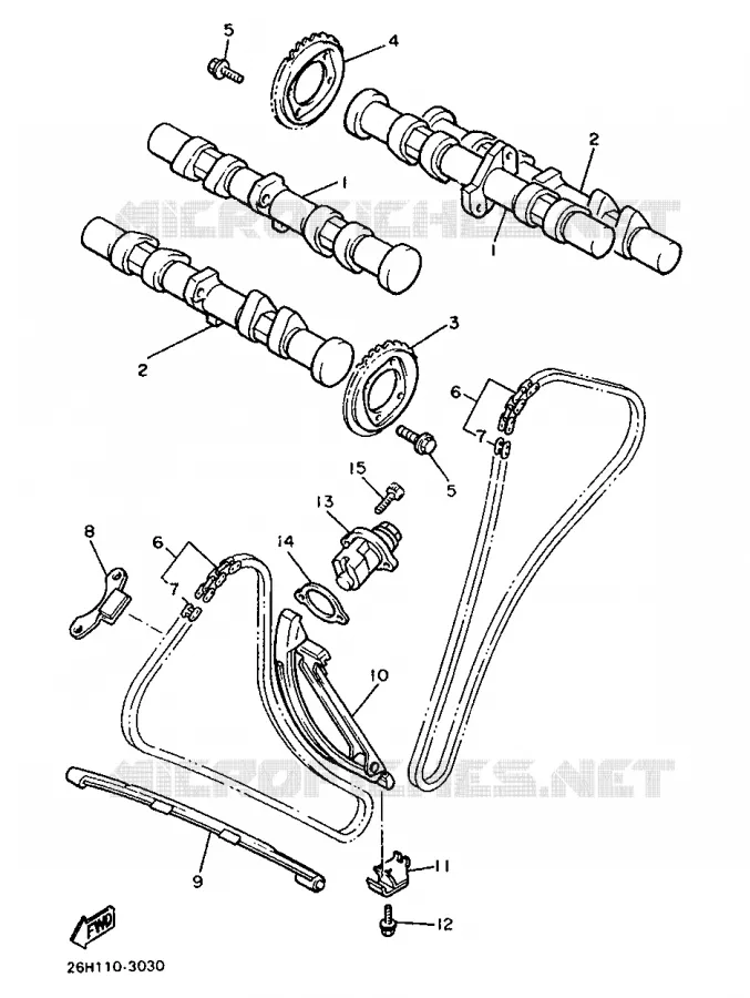 ARBRE A CAMES / CHAINE DE DISTRIBUTION Yamaha MOTO 1300 1996 ROYALSTAR  XVZ13AH