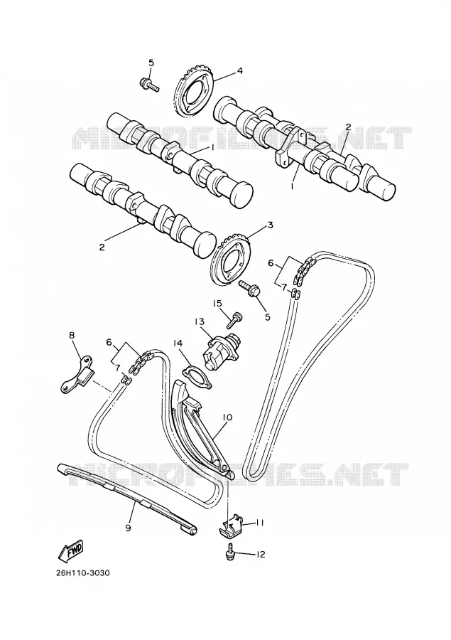 ARBRE A CAMES / CHAINE DE DISTRIBUTION Yamaha MOTO 1300 1999 ROYALSTAR  XVZ13TFL