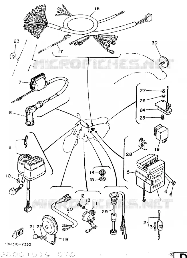 PARTIE ELECTRIQUE 1 Yamaha MOTO 100 1987 YB  YB100
