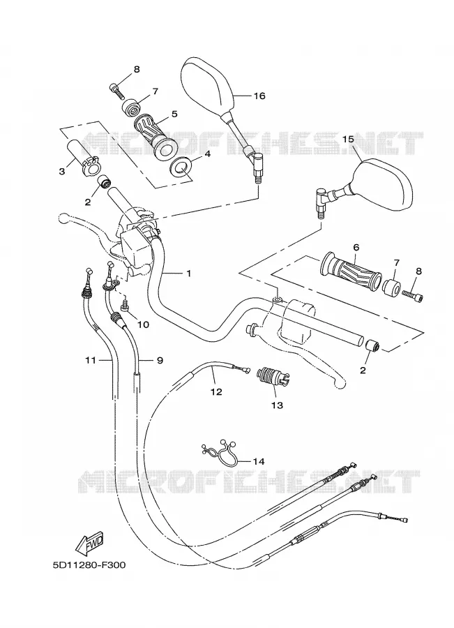 GUIDON ET CABLES Yamaha MOTO 250 2007 YBR  YBR250