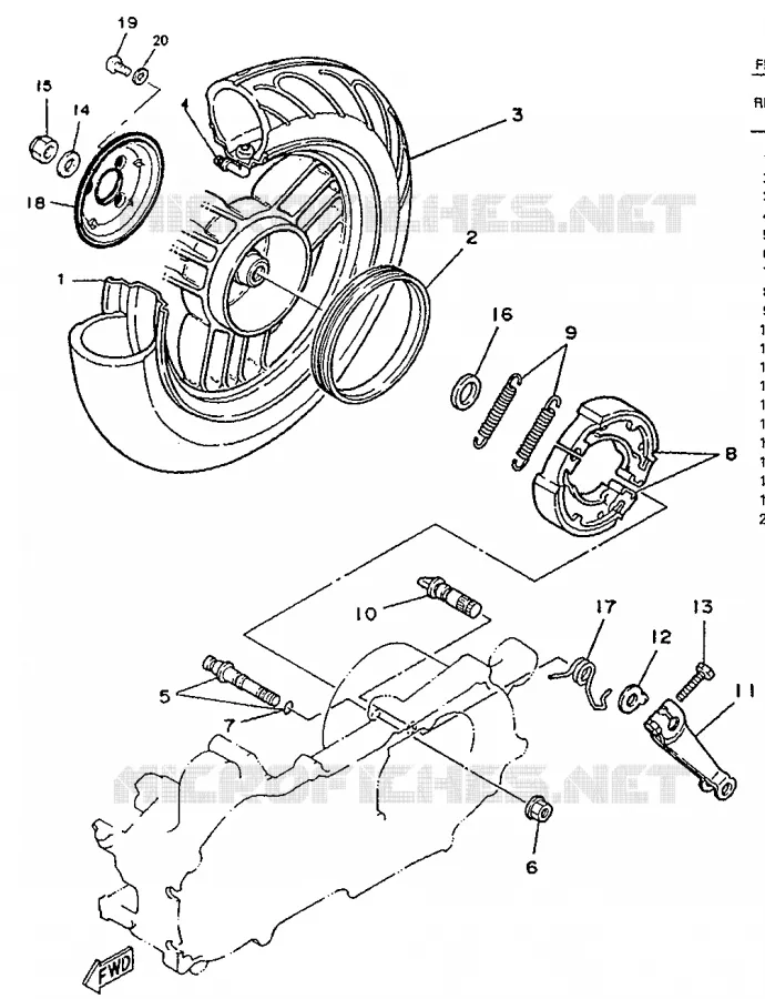 ROUE ARRIERE Yamaha SCOOTER 50 1995 EVOLIS  YE50