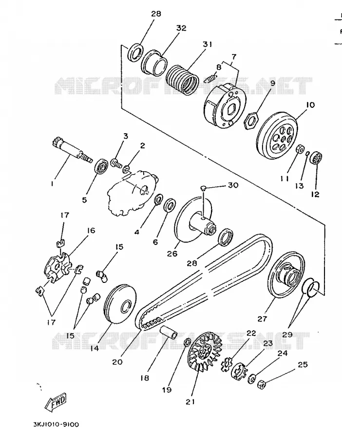 EMBRAYAGE DE DEMARREUR Yamaha SCOOTER 80 1995 ZEST  YE80
