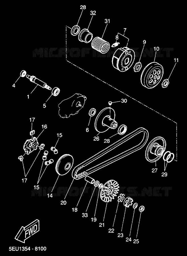 EMBRAYAGE DE DEMARREUR Yamaha SCOOTER 50 2000 FLIPPER  YH50