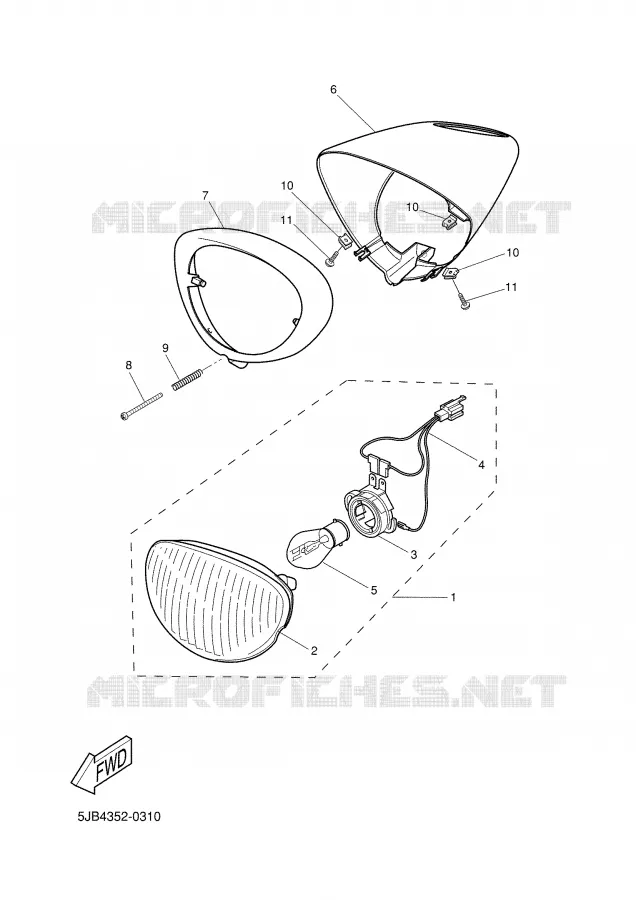 PHARE  Yamaha SCOOTER 50 2001 FLIPPER  YH50