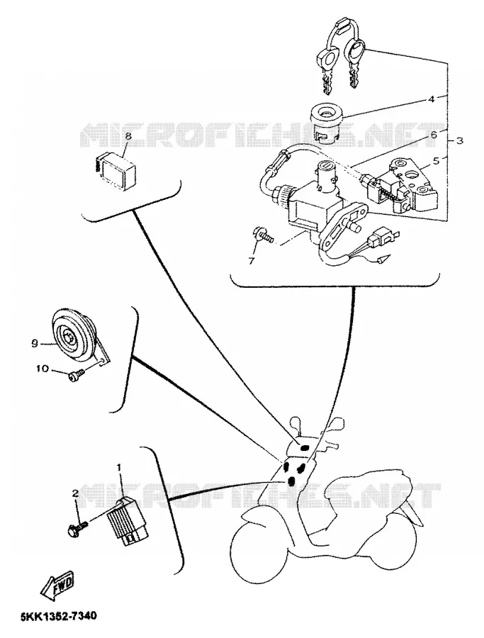 PARTIE ELECTRIQUE 1 Yamaha SCOOTER 100 1999 YN  YN100