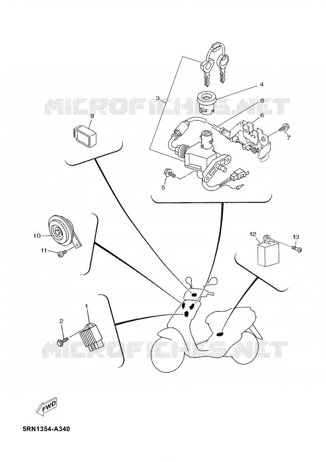 PARTIE ELECTRIQUE 1 Yamaha SCOOTER 50 2002 YN  YN50