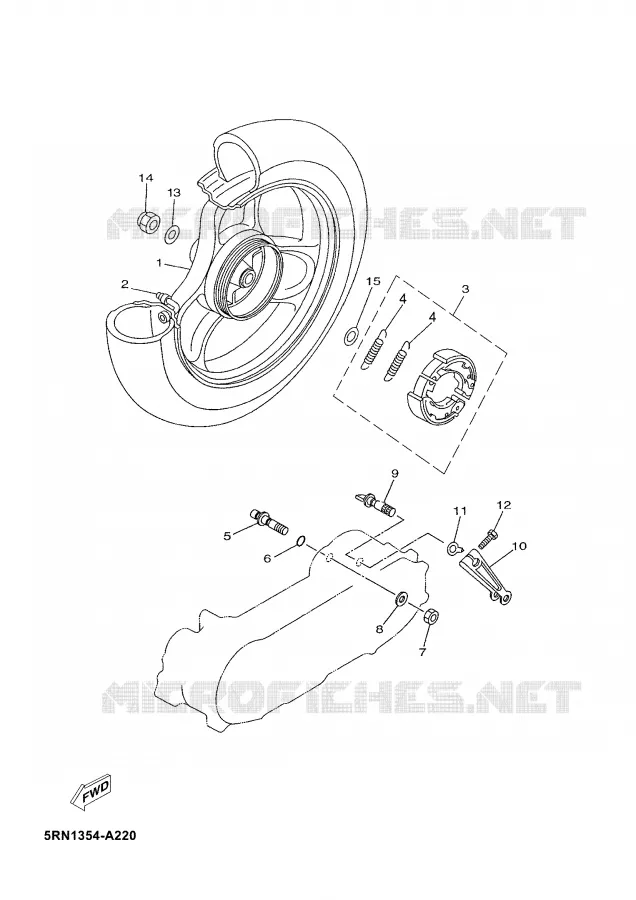 ROUE ARRIERE Yamaha SCOOTER 50 2005 NEO'S  YN50