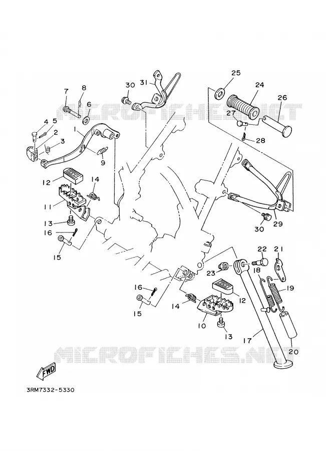 SUPPORT / REPOSE PIEDS Yamaha MOTO 125 2002 DTR  DT125R