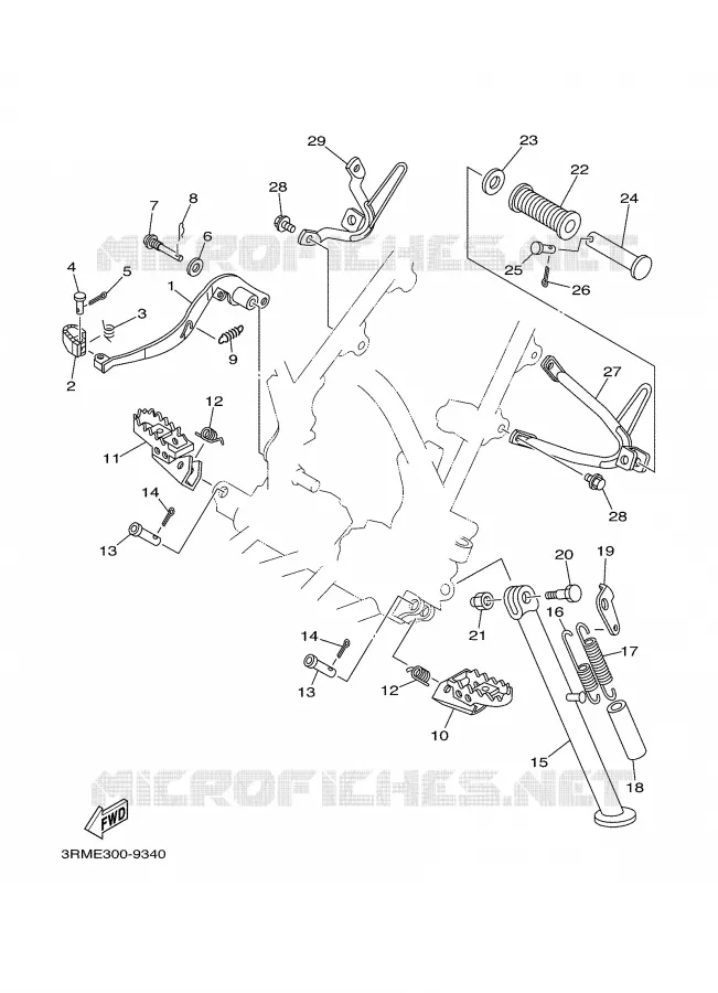 SUPPORT / REPOSE PIEDS Yamaha MOTO 125 2002 DTR  DT125R