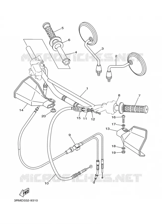 GUIDON ET CABLES Yamaha MOTO 125 2002 DTR  DT125R