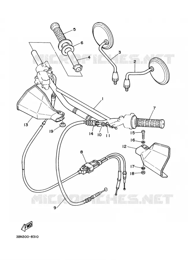 GUIDON ET CABLES Yamaha MOTO 125 1997 DTRE  DT125RE