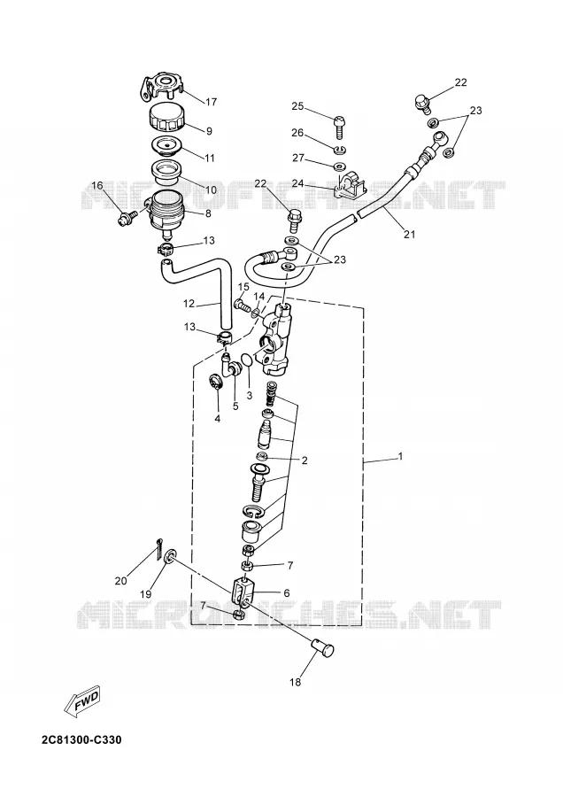 MAITRE CYLINDRE DE FREIN ARRIERE Yamaha MOTO 125 2006 DTRE  DT125RE