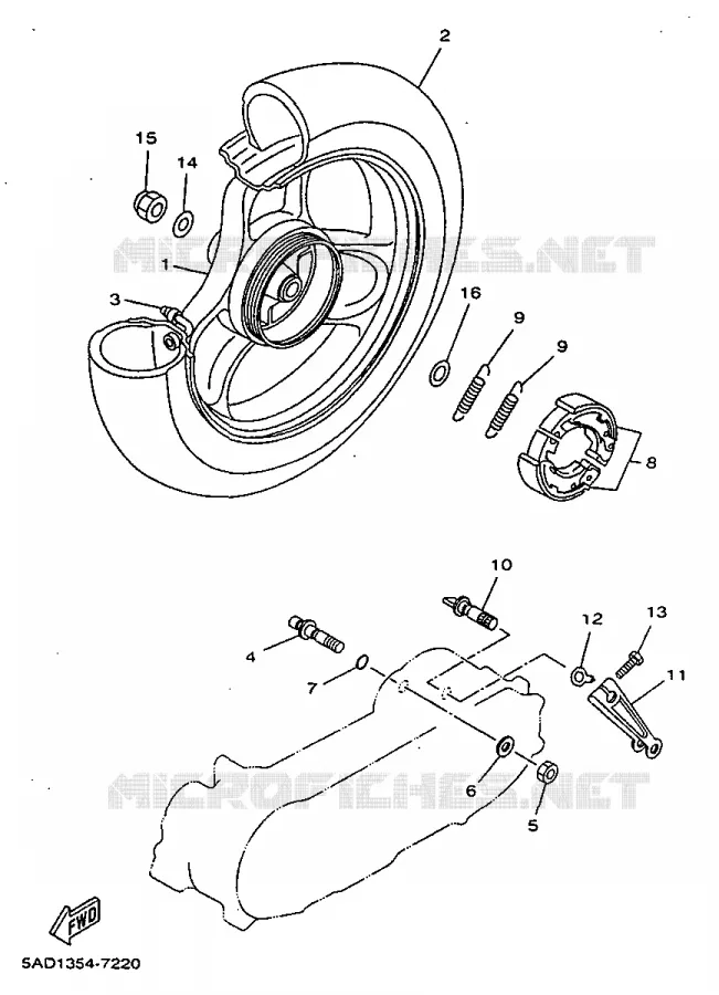 ROUE ARRIERE Yamaha SCOOTER 50 1997 NEOS  YN50R