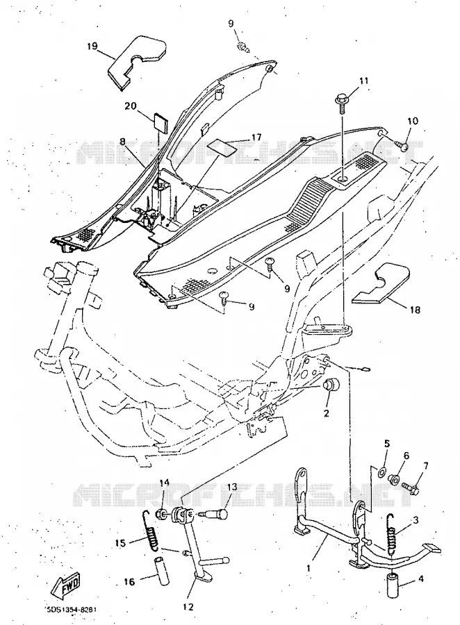 SUPPORT / REPOSE PIEDS Yamaha SCOOTER 125 1998 MAJESTY  YP125R