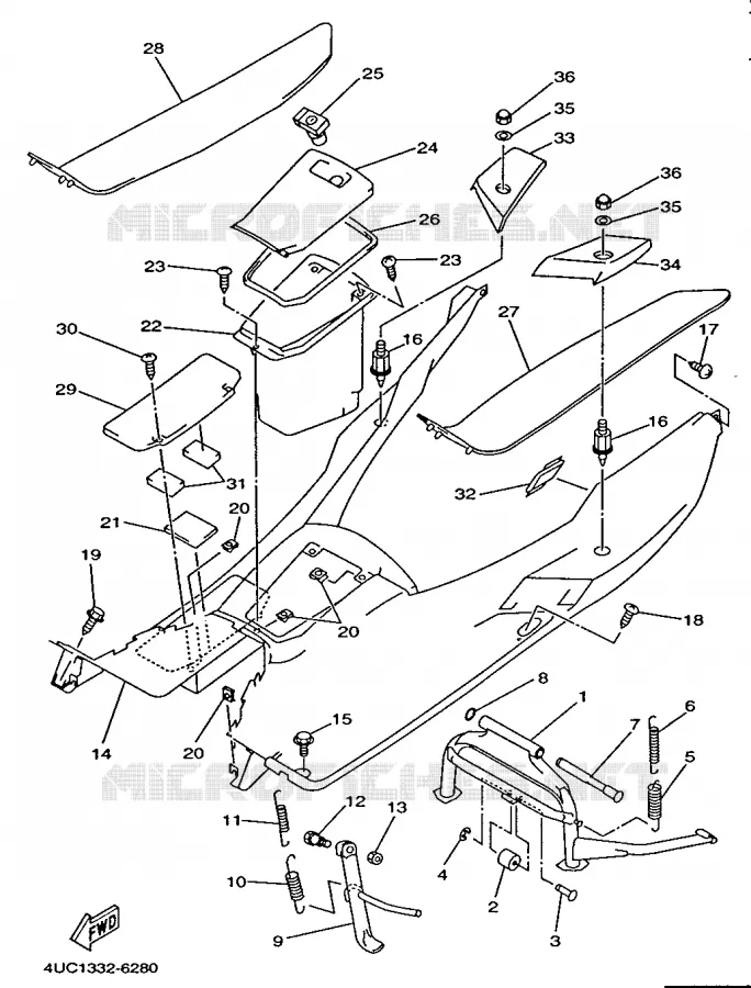 SUPPORT / REPOSE PIEDS Yamaha SCOOTER 250 1996 MAJESTY  YP250