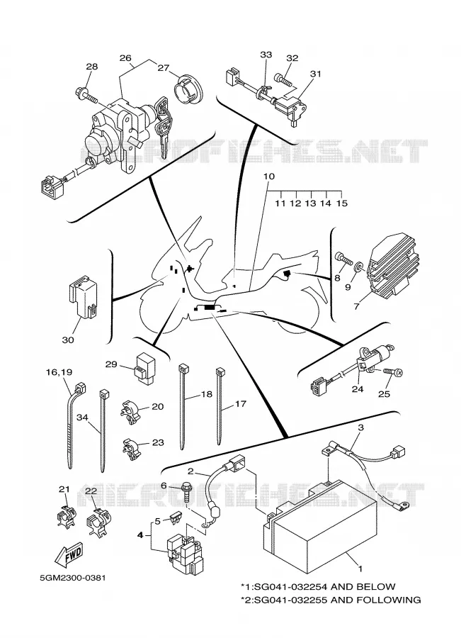 PARTIE ELECTRIQUE 1 Yamaha SCOOTER 250 2001 MAJESTY  YP250