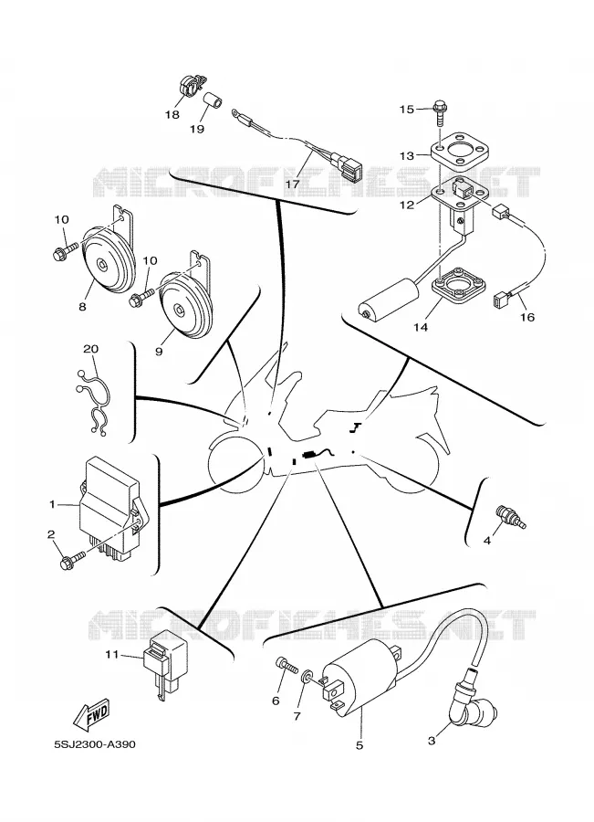 PARTIE ELECTRIQUE 2 Yamaha SCOOTER 250 2003 MAJESTY  YP250