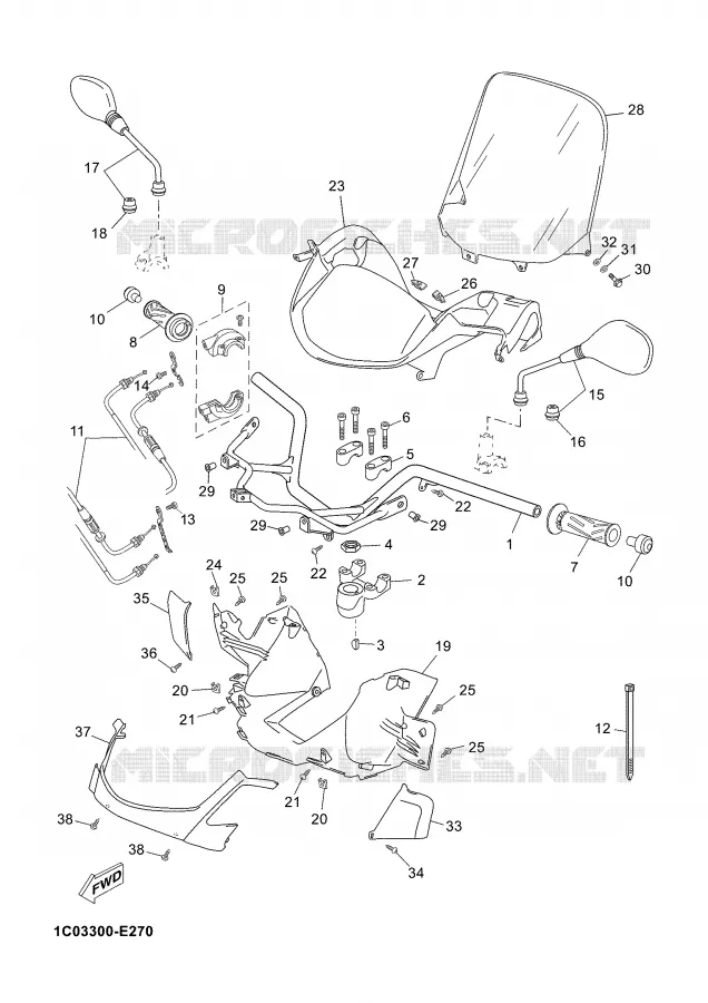 GUIDON ET CABLES Yamaha SCOOTER 250 2006 XMAX  YP250R X-MAX 250